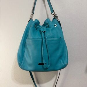 Coach Teal Leather Crossbody Bucket Bag